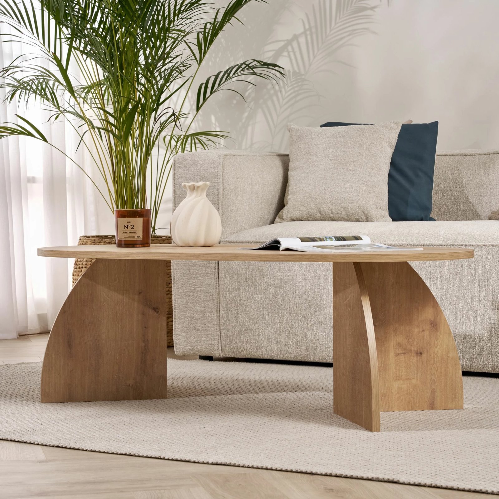 Tavolinë për kafe Nordure, ngjyrë lisi Sapphire Oak, Melina