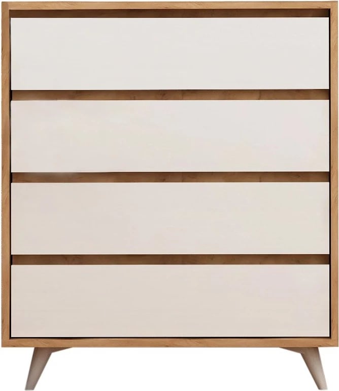 Komodë Hanah Home, Suvera, ngjyrë lis dhe e bardhë