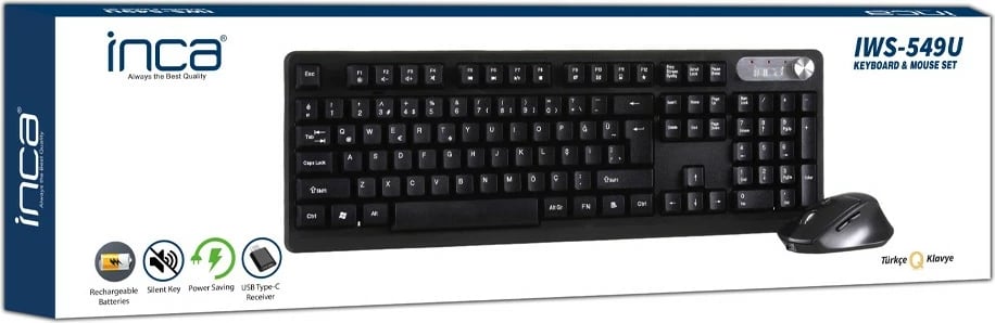 Set tastierë dhe maus Inca IWS-549U, USB 2.0/USB-C, zi