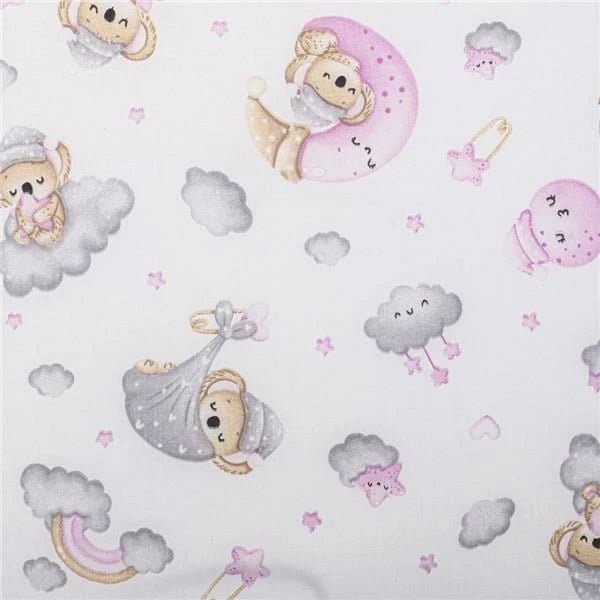 Dyshek palosës për krevat bebe, New Baby, Standard, 120x60x5 cm, shkumë poliuretani, mbulesë pambuku, me çantë transporti, rozë