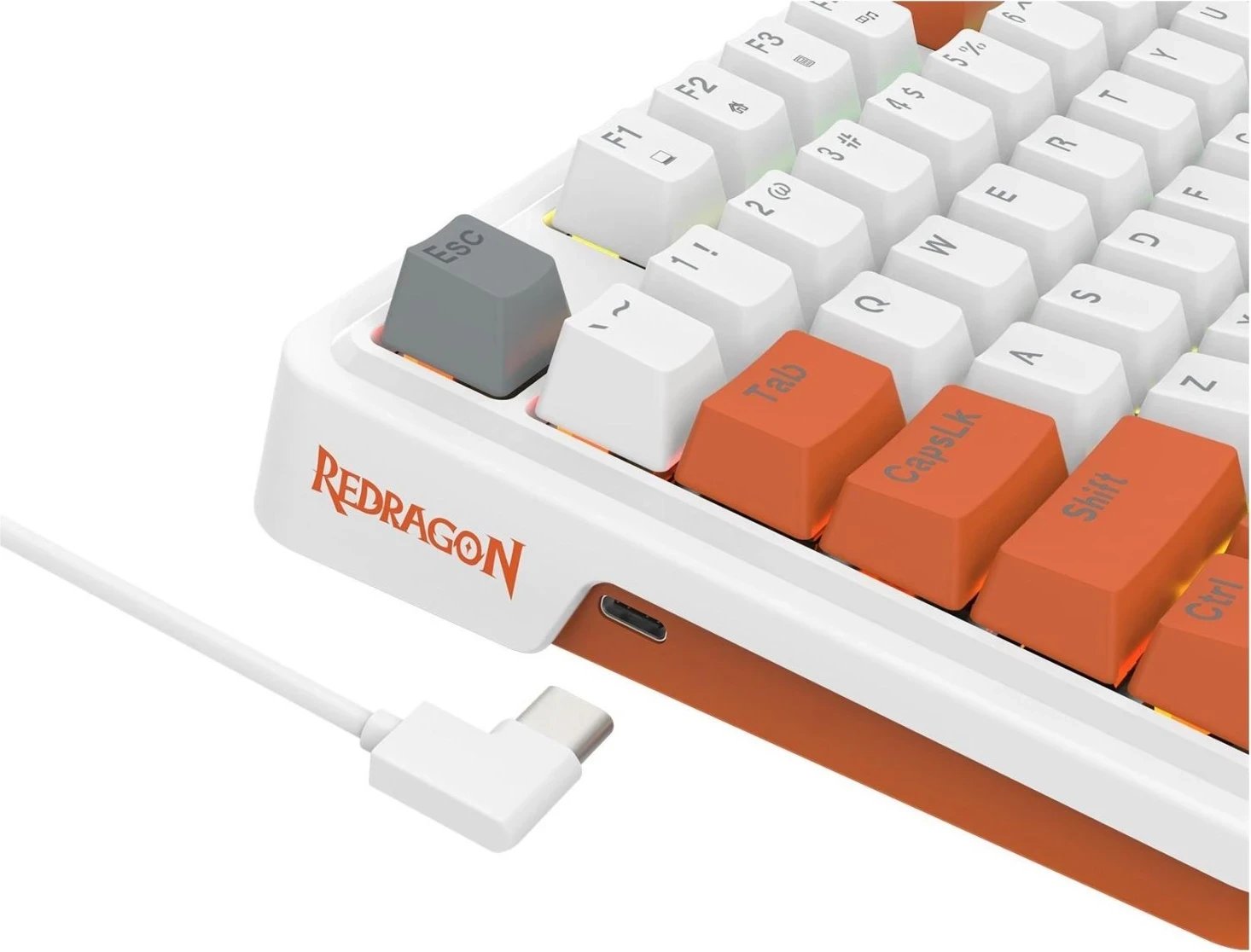 Tastierë mekanike Redragon K664WOG-RGB Gloria, RGB, e bardhë/ e portokalltë