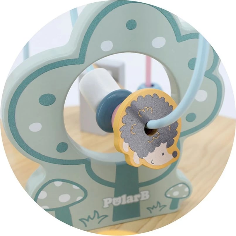 tavolinë aktivitetesh druri Viga, labirinte me rruaza dhe ingranazhe, ah, për 24m+, 38x65x38 cm, shumëngjyrëshe