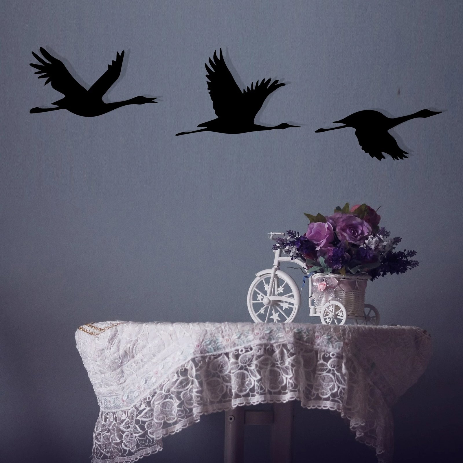 Aksesor muri dekorativ prej metali, Wallity, Mallard, 3 copë, ngjyrë e zezë