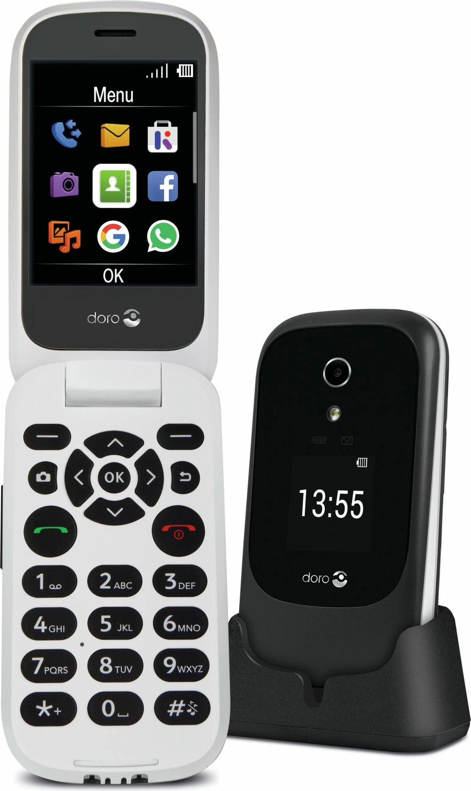 Celular Doro 6060, tastierë e madhe, flip, i zi