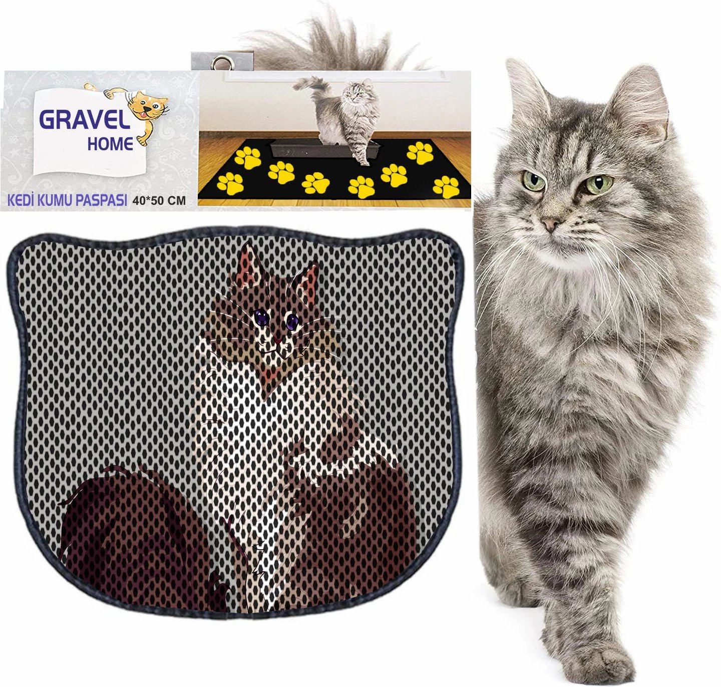 Tapet për rërë mace, shumëngjyrësh, Paws & Whiskers, Kdkafa0092, 40x50cm