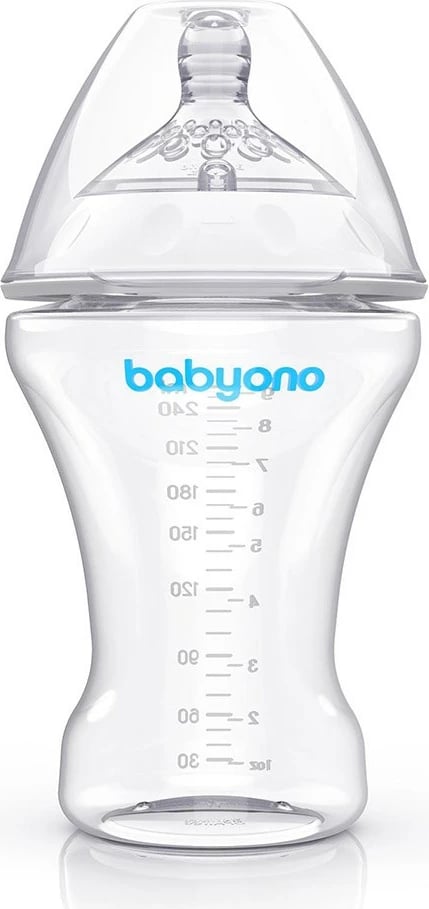 Shishe ushqimi anticolic, BabyOno, Natural Nursing, 260 ml, transparente
