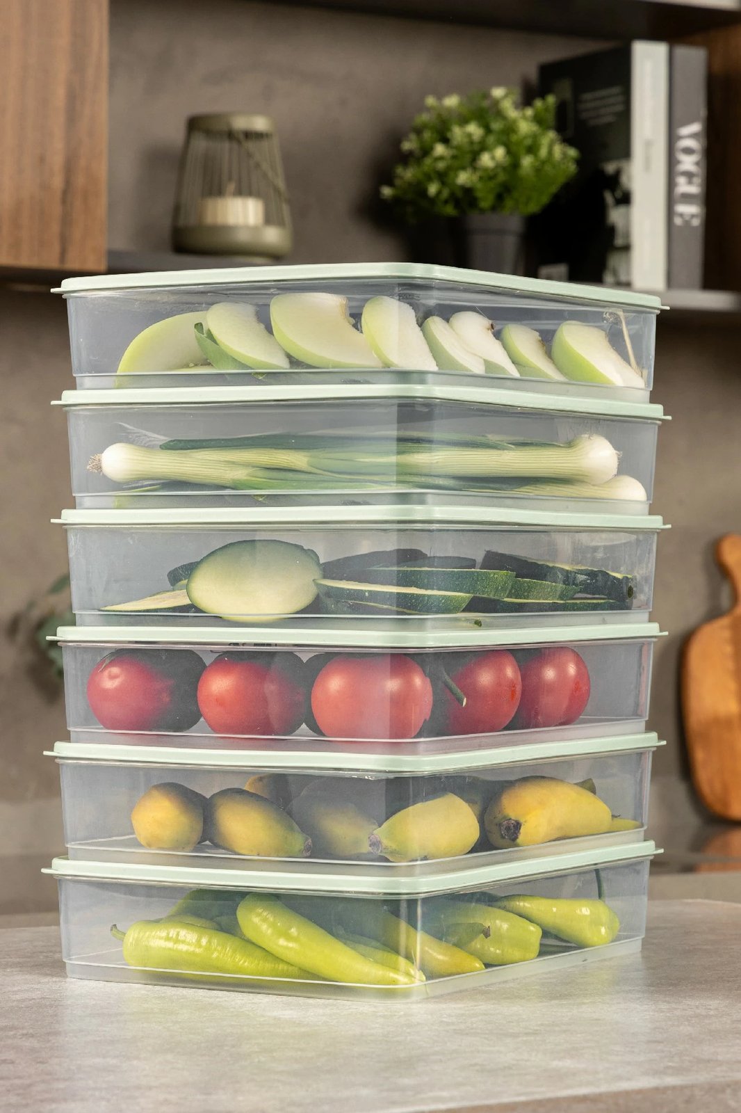 Set kuti plastike për organizim, 6 copë, ngjyrë mint, YBLLA3,56LI