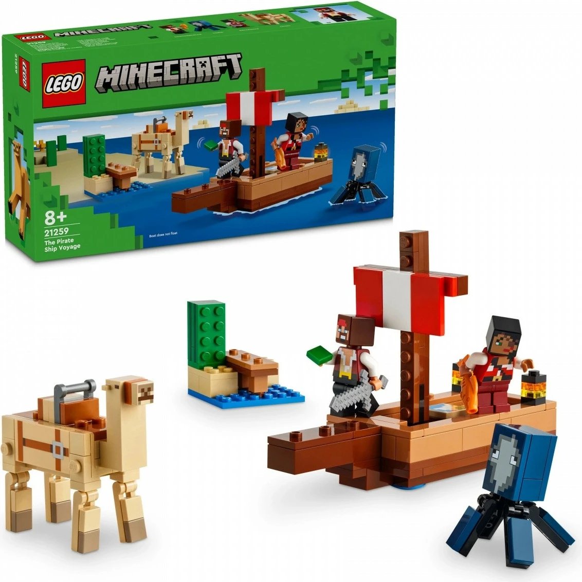 Set LEGO Minecraft Pirate Ship Voyage 21259, 166 pjesë, plastikë