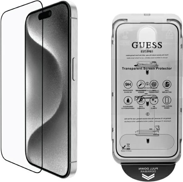 Mbrojtës ekrani Guess 2.5D Outline prej xhami të temperuar për iPhone 16 Pro Max
