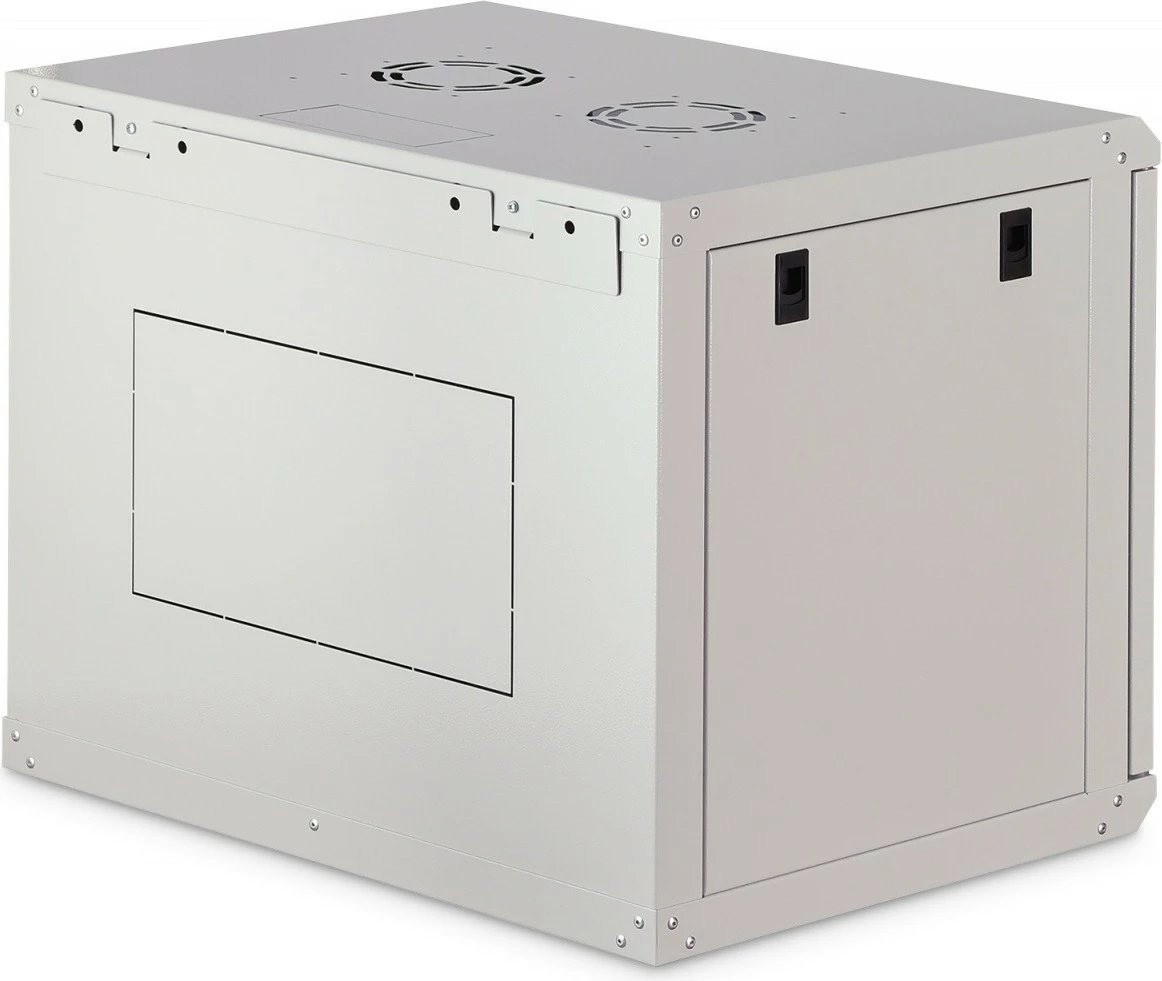 Kabinet rrjeti muror 19" 9U, Digitus, DN-37104, 474×600×450 mm, derë xhami, IP20, kapacitet ngarkese 60 kg, i pambledhur, gri