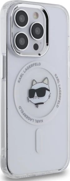 Mbështjellës Karl Lagerfeld IML Metal Choupette Head MagSafe për iPhone 14 Pro, Bardhë