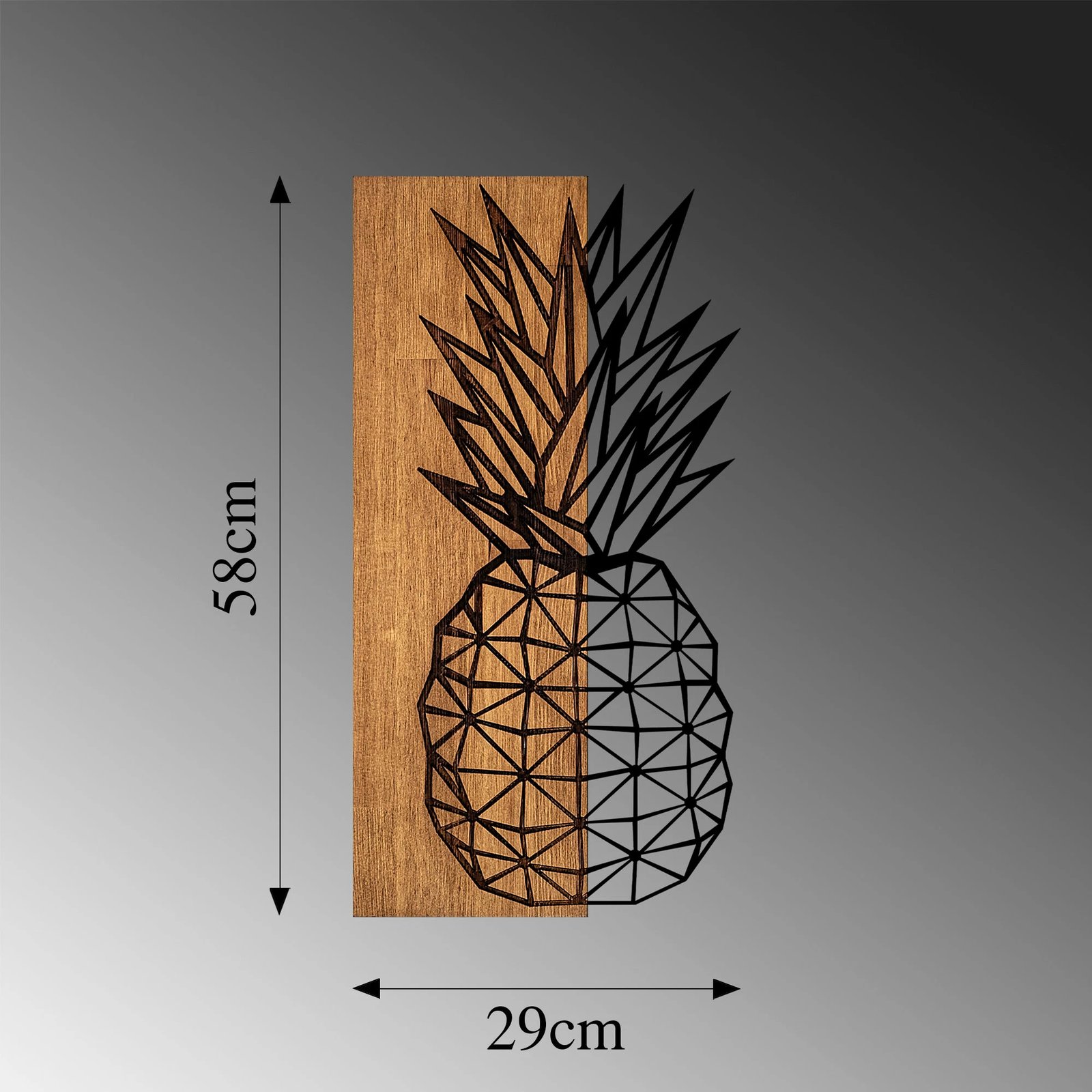 Aksesor dekorativ për mur, dru dhe metal, Wallity MA-298, ngjyrë arre, 58x30cm