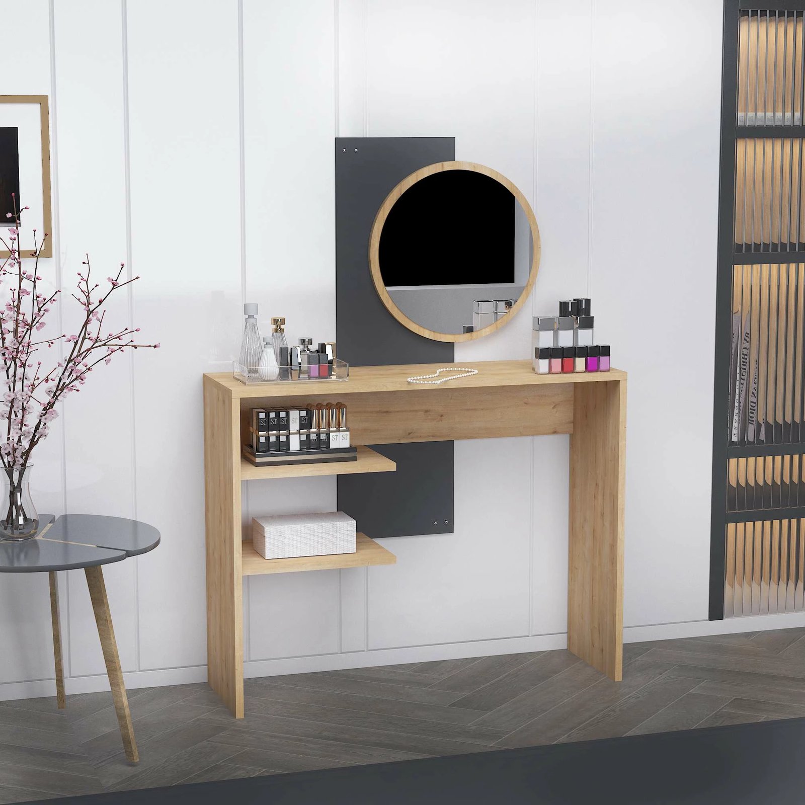 Tavolinë grimi Hanah Home, Dali, ngjyrë safir dhe antracit