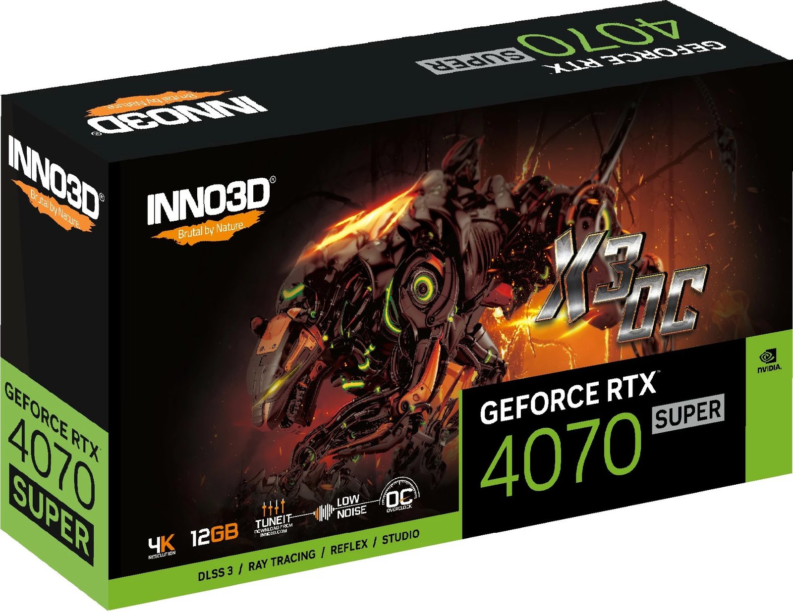 Kartelë grafike Inno3D GEFORCE RTX 4070 SUPER X3 OC, 12 GB, PCI Express x16 4.0, e zezë/gri