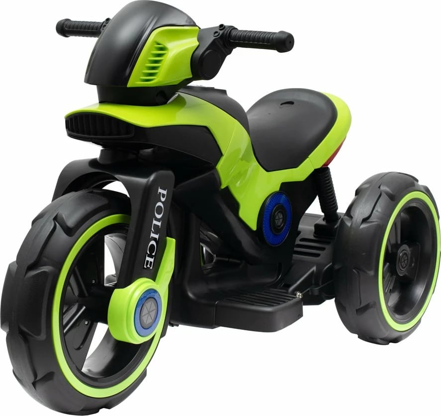 Motoçikletë elektrike për fëmijë, Baby Mix POLICE, 6V 7Ah, 2x24W, USB/MP3, LED, 2-4 km/h, 3-7 vjeç, jeshile