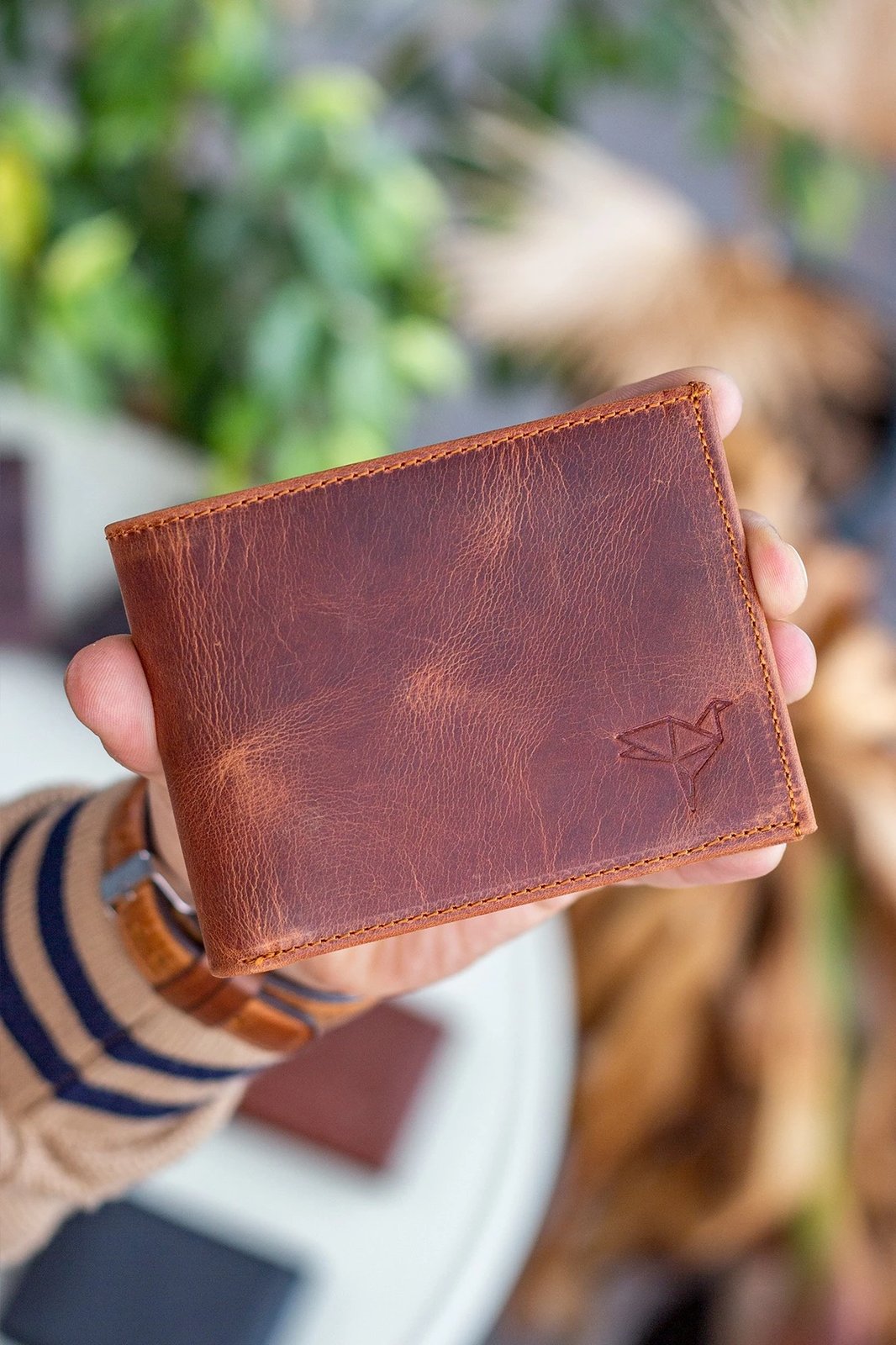 Mbajtës kartelash prej lëkure, ngjyrë tan, Zoozie Bags, Porto