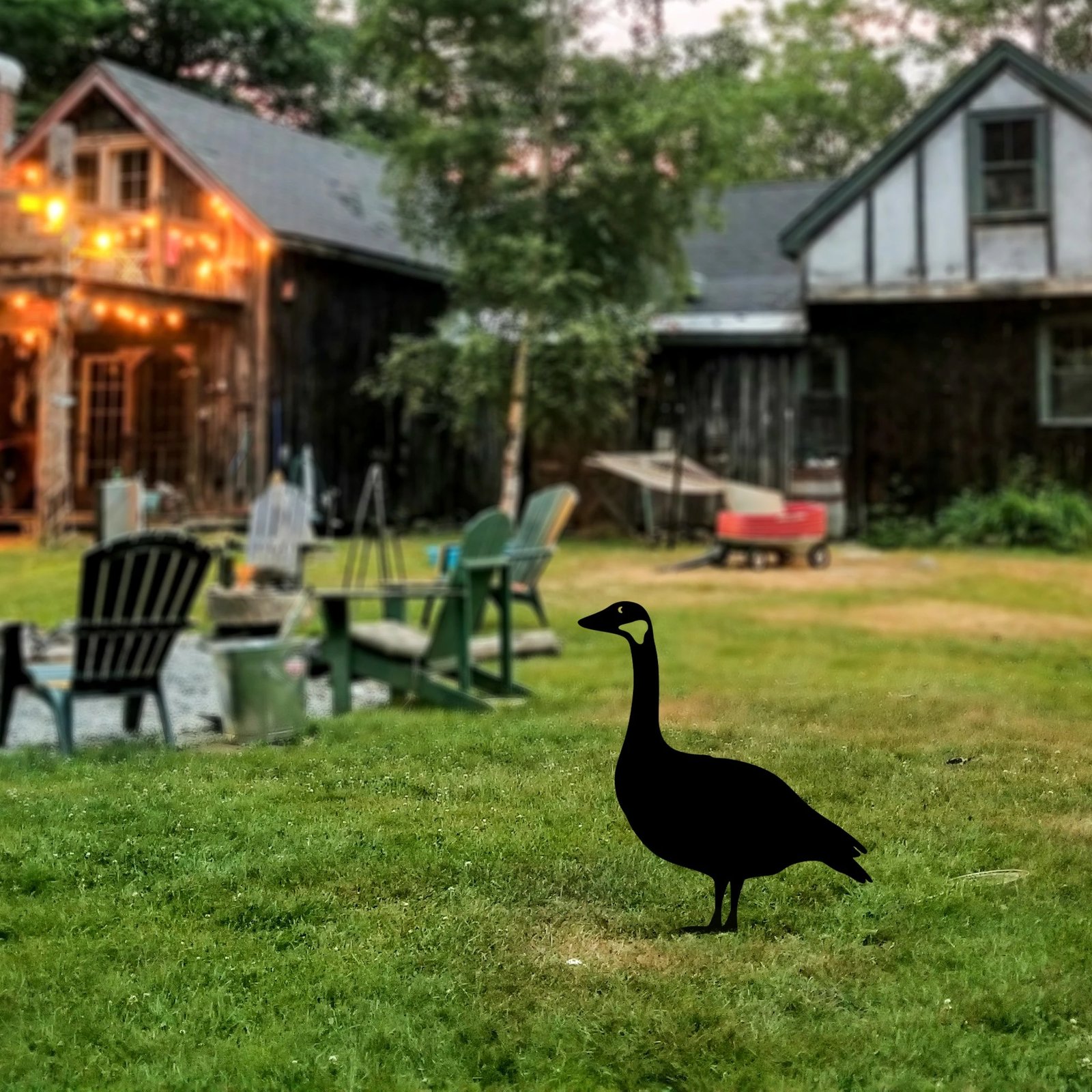 Objekt dekorativ për kopsht, dizajn Aberto, patë, ngjyrë e zezë, 64x44cm