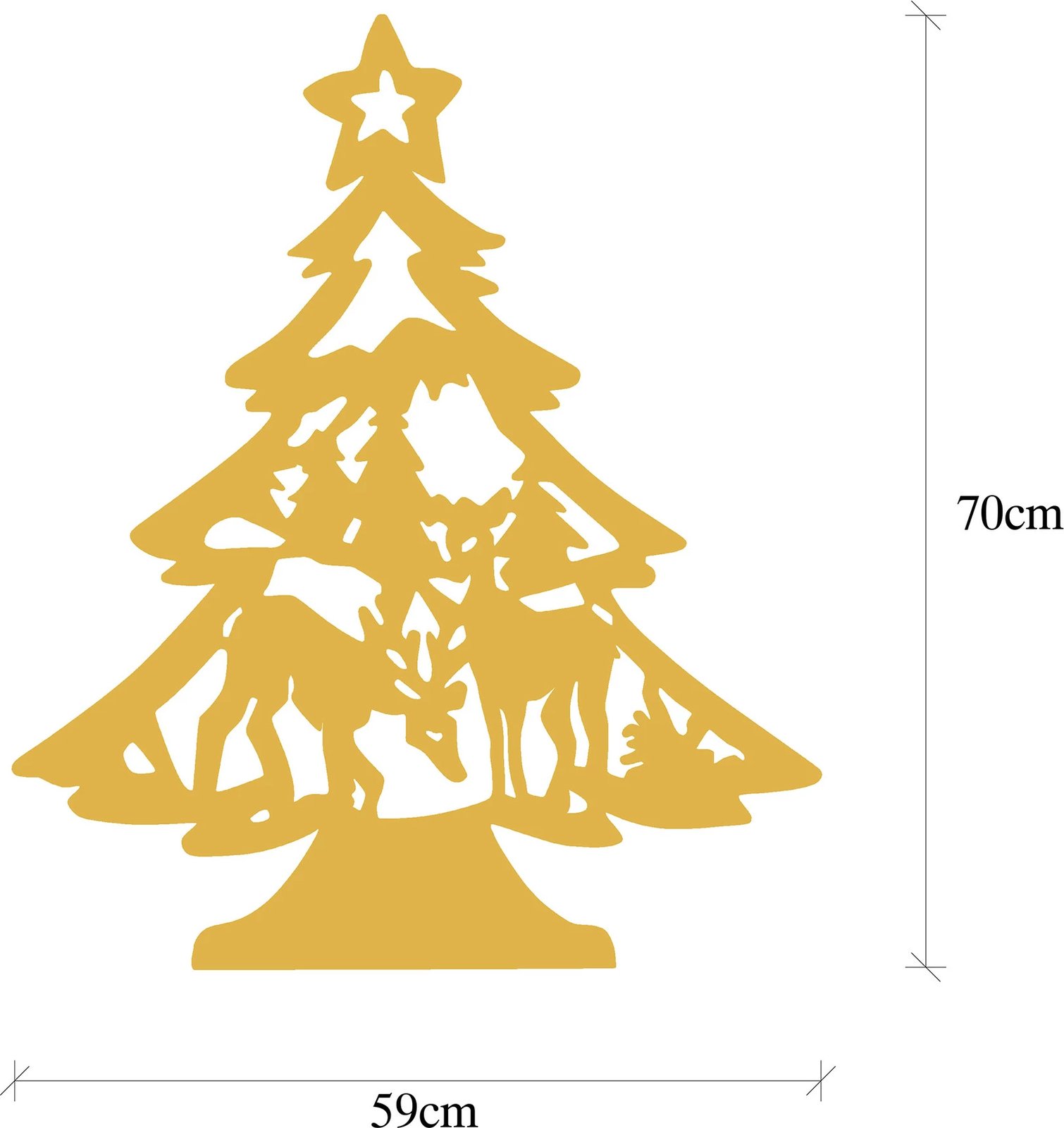 Aksesor dekorativ metalik për mur, formë bredhi, ngjyrë ari, XMASGOLD - 024