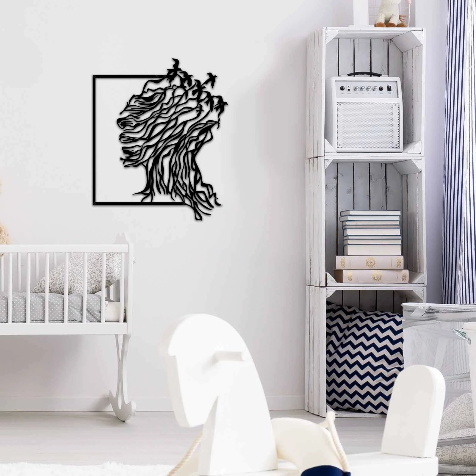 Aksesor dekorativ metalik për mur, Wallity, MT - 016, ngjyrë e zezë, 49x59cm