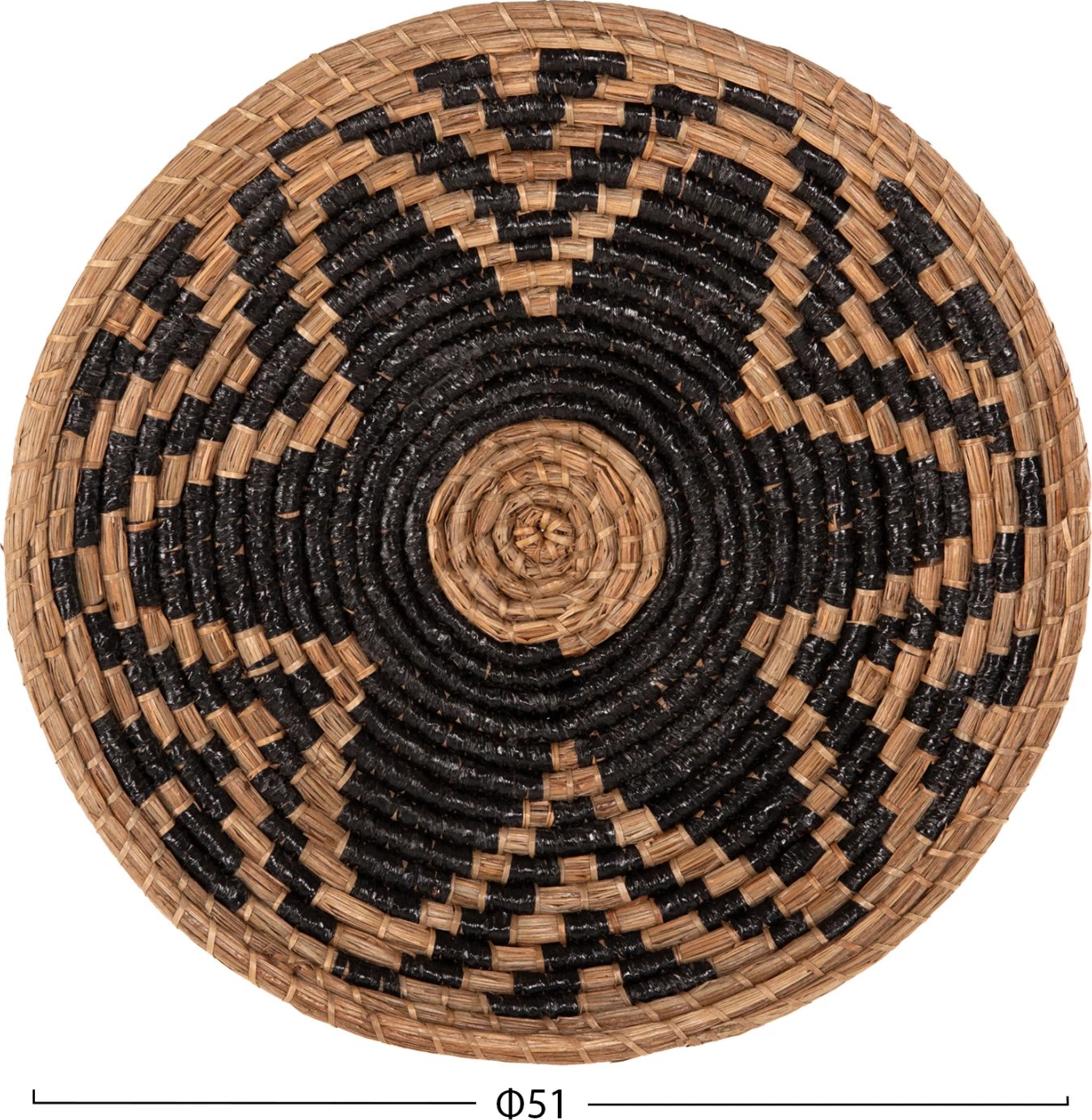 Dekor muri i rrumbullakët, bari Mendong, natyral-zi, FH7863, Φ51x6 cm