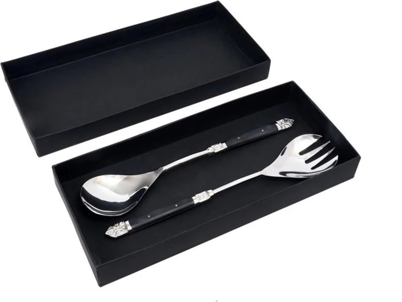 Set për shërbim sallate ROYAL, 2 copë, çelik, dorezë rrëshirë e zezë, 29x6x2 cm