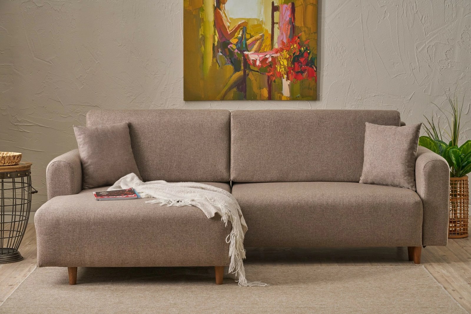 Kënd-sofë krevati Atelier del Sofa, kënd majtas, ngjyrë kafe