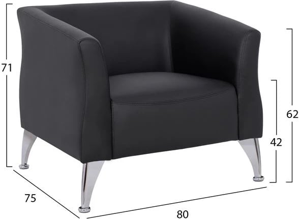 Fotel Kiana FH3122.11, ngjyrë e zezë, PU, 80x75x71 cm