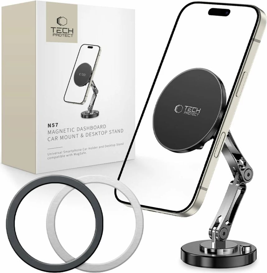 Mbajtës magnetik për telefon Tech-Protect N57, MagSafe, i zi Mbajtës magnetik për telefon Tech-Protect N57, MagSafe, i zi
