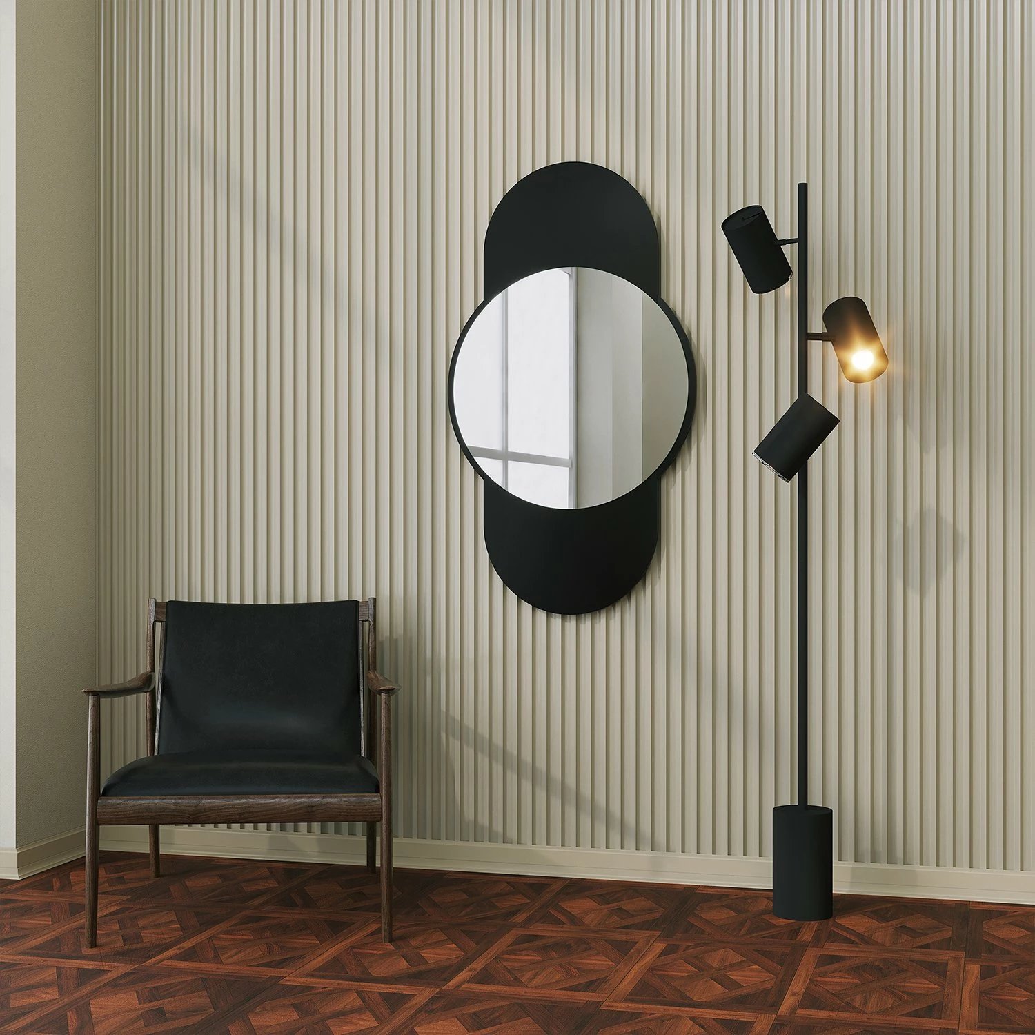 Pasqyrë dekorative Skye, ngjyrë e zezë, 60x106cm