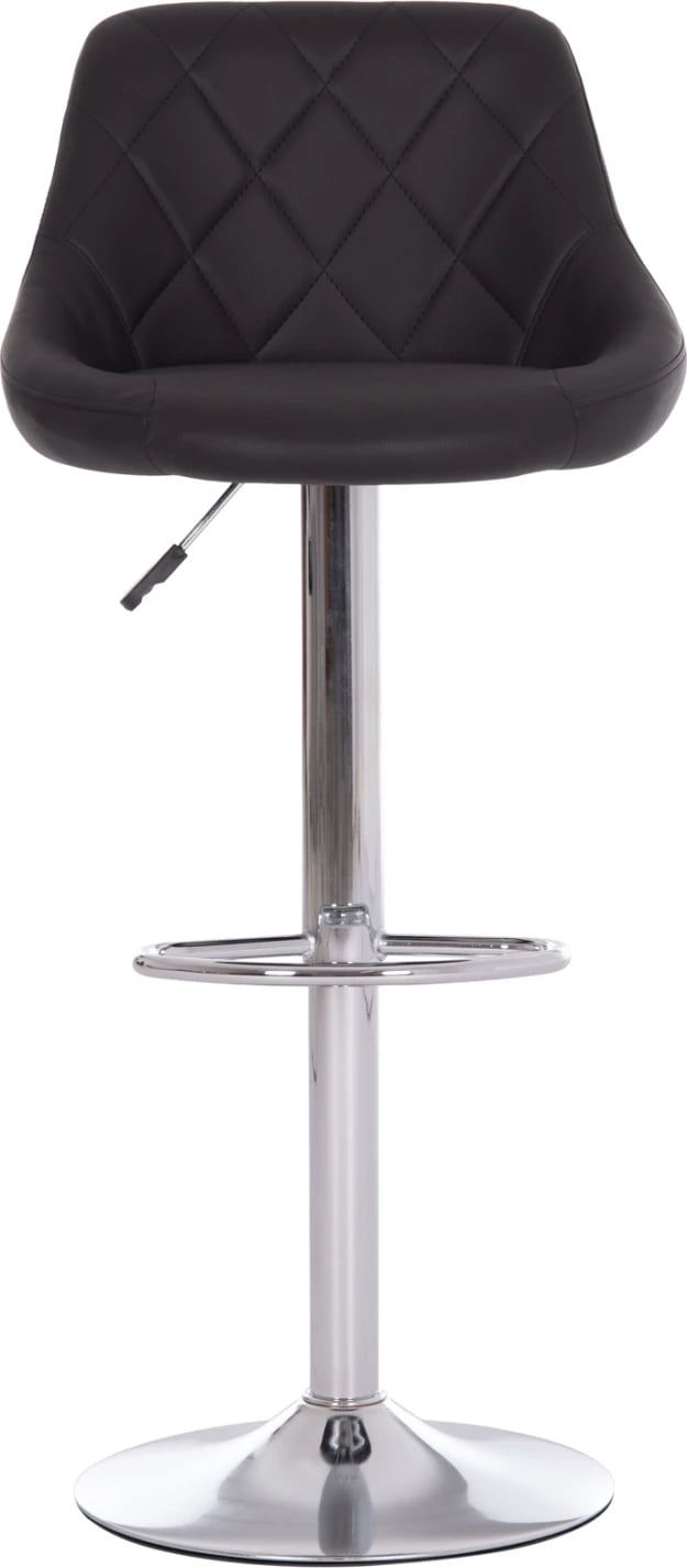 Karrige për bar ROSE, bazë dhe sustë kromi, lëkurë PU e zezë, 48x45x105cm, set prej 2 copash