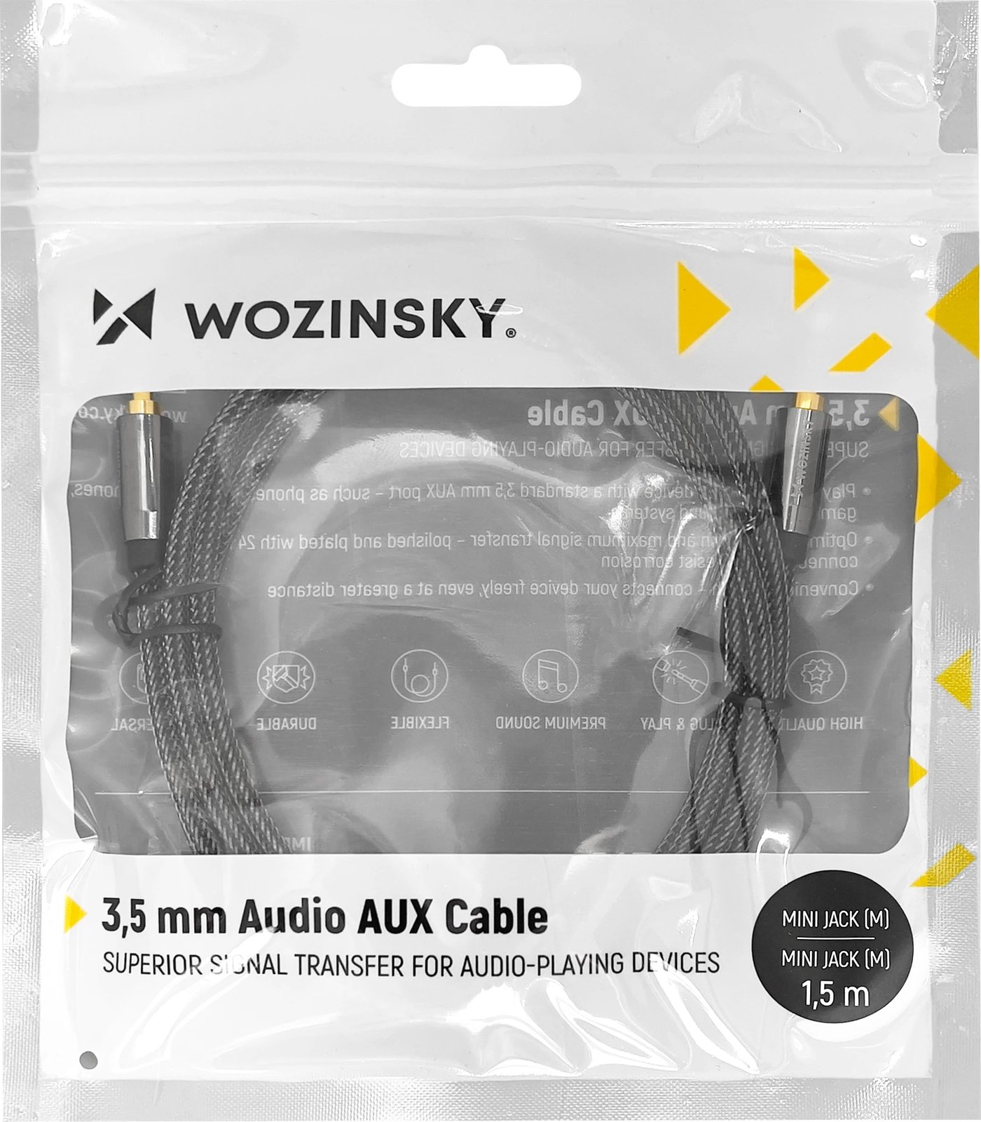 Kabllo audio Wozinsky AUX, 2x mini jack 3.5mm, 2m, e zezë Kabllo audio Wozinsky AUX, 2x mini jack 3.5mm, 2m, e zezë