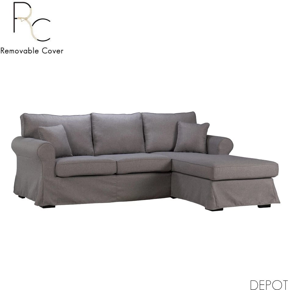 Këndare ASHLEY me mbulesë të heqshme, ngjyrë gri, 236x171x91