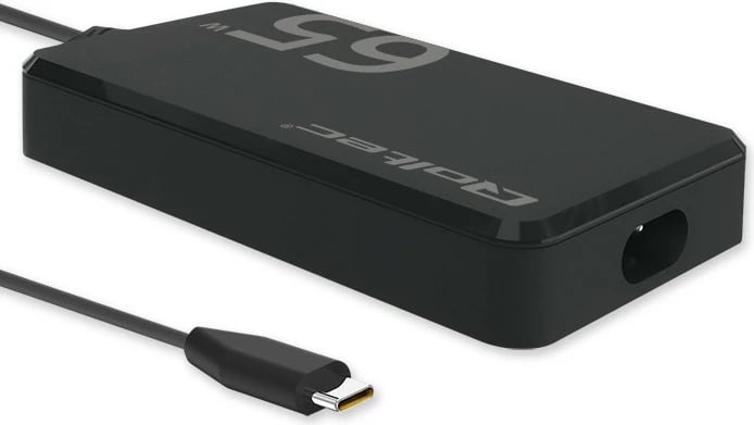 Karikues rrjeti Qoltec 65W GaN, USB-C 3.1, për laptop, MacBook, celular, i zi, me kabllo