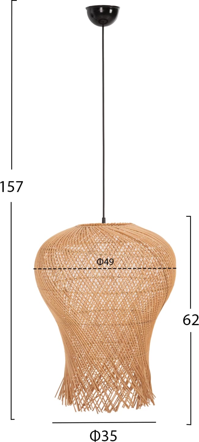 Llambë varëse tavani FH7882 prej ratani, ngjyrë natyrale, Φ49x157Hcm Llambë varëse tavani FH7882 prej ratani, ngjyrë natyrale, Φ49x157Hcm