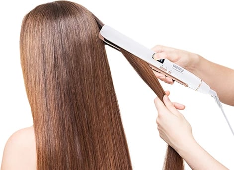 Drejtues flokësh, Camry, CR 2322, pllaka qeramike-turmalin, kontroll digjital, 4 temperatura 150-230°C, e bardhë