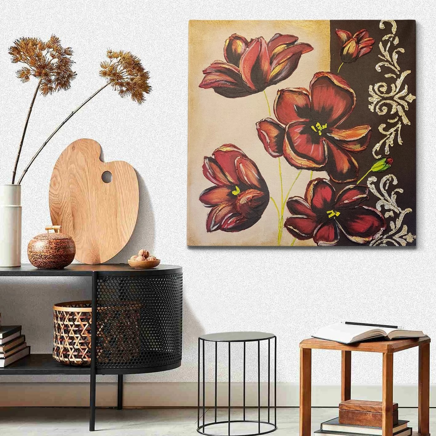 Pikturë dekorative me vaj, Wallity, OPG10063 - 100100, shumëngjyrëshe, 100x100cm