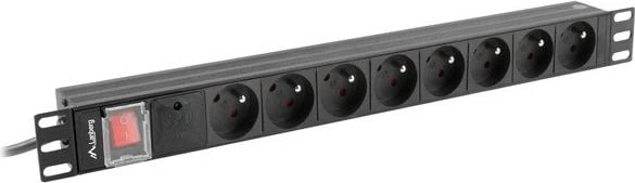 Listë elektrike rack Lanberg PDU-08E-0200-BK, 8 dalje, 1U, 16A, 2m, e zezë