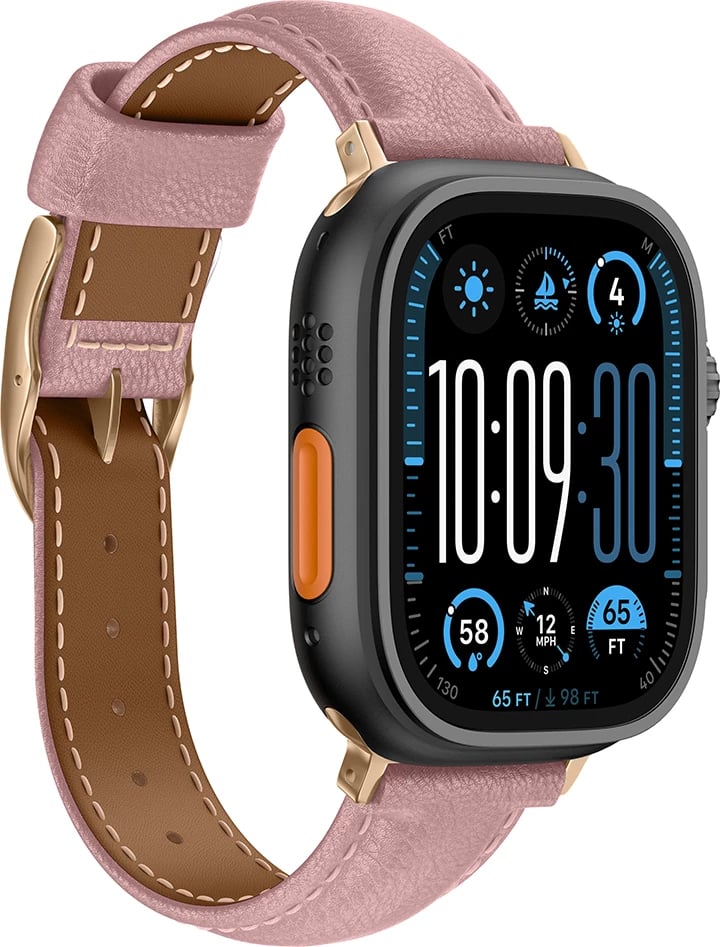 Rrip lëkure për Apple Watch AmazingThing Class Band, 45/46/49 mm, Rozë