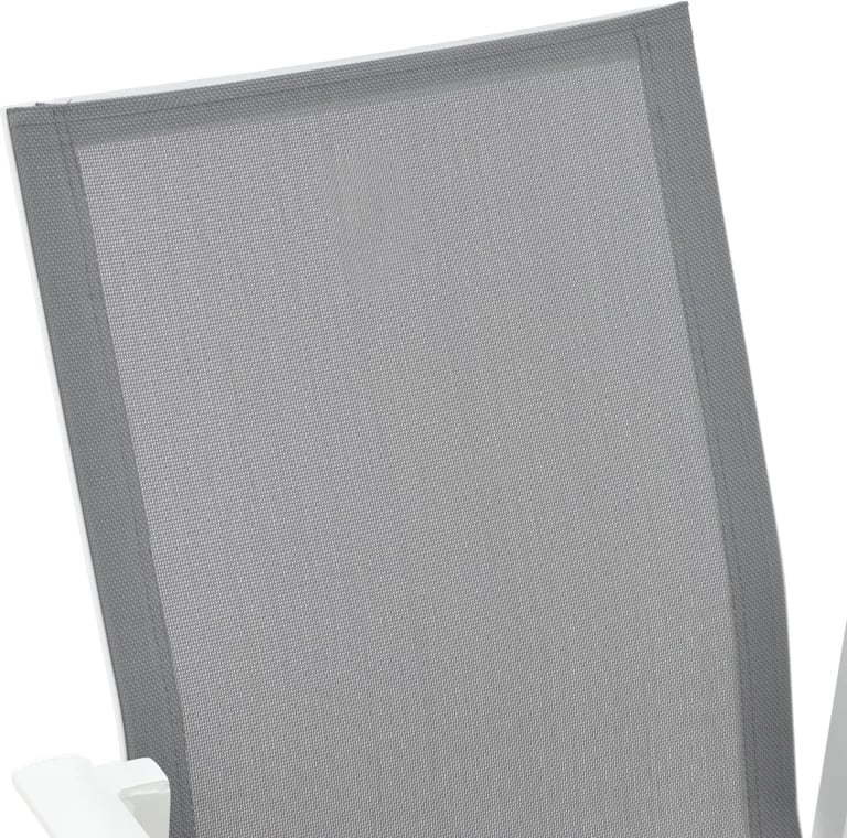 Karrige për kopsht Dashiell metalike e bardhë textilene gri e lehtë 71x58x94cm