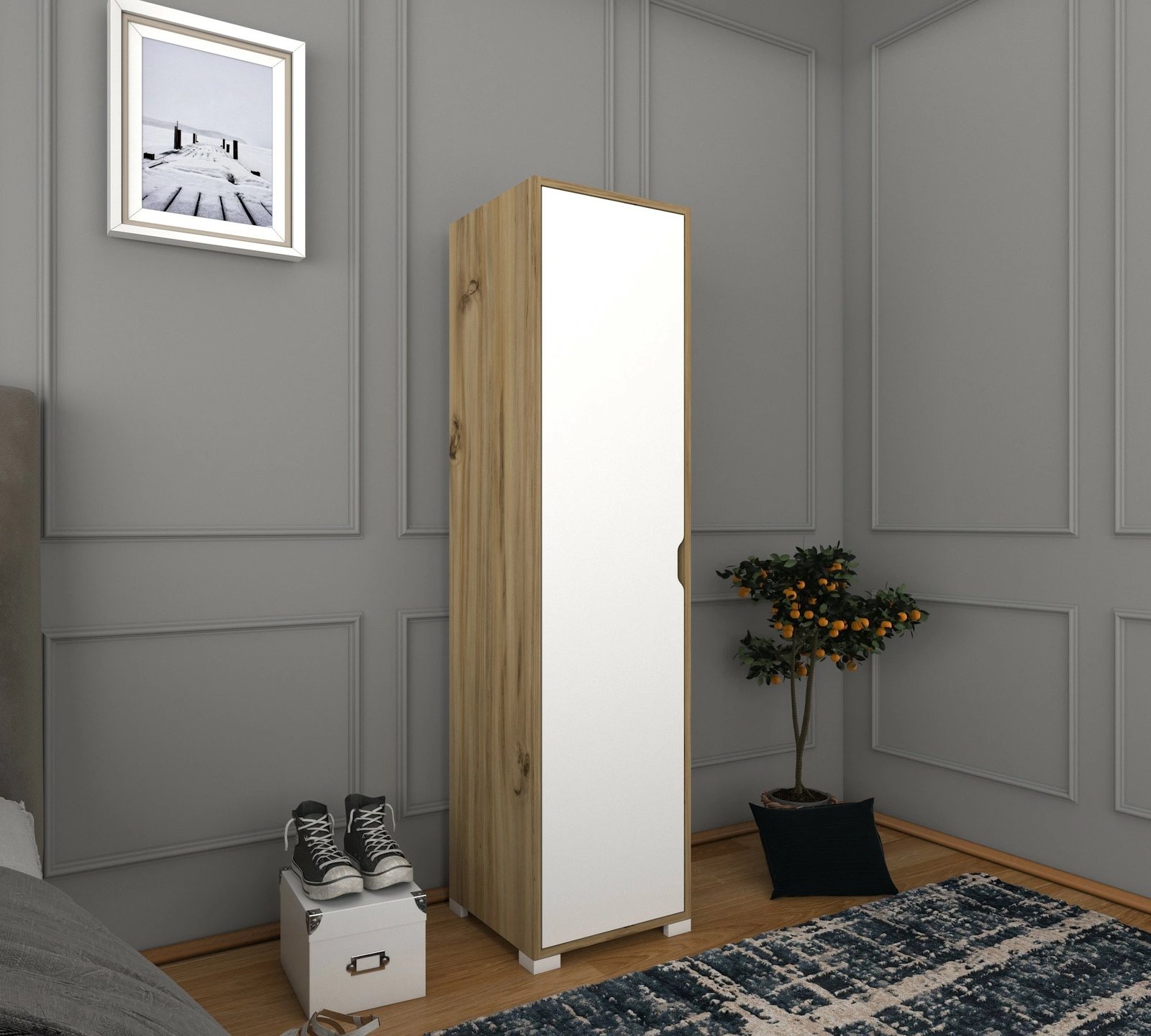 Dollap Hanah Home, 40cm, 1600-014, ngjyrë arr e çelët dhe e bardhë