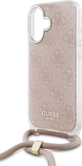 Mbështjellës Guess Crossbody Cord 4G Print për iPhone 16, Rozë Mbështjellës Guess Crossbody Cord 4G Print për iPhone 16, Rozë