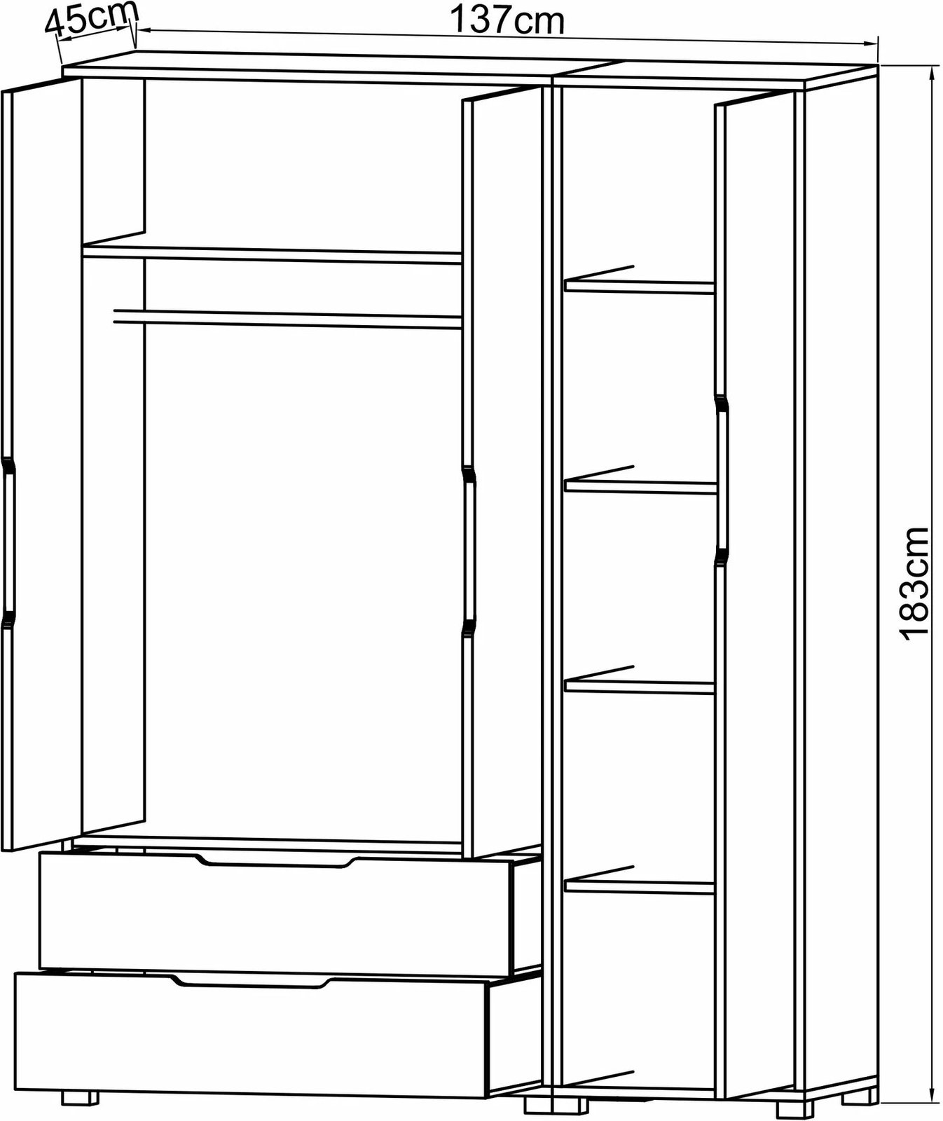 Dollap rrobash Skye Decor, Flora 137, ngjyrë e bardhë
