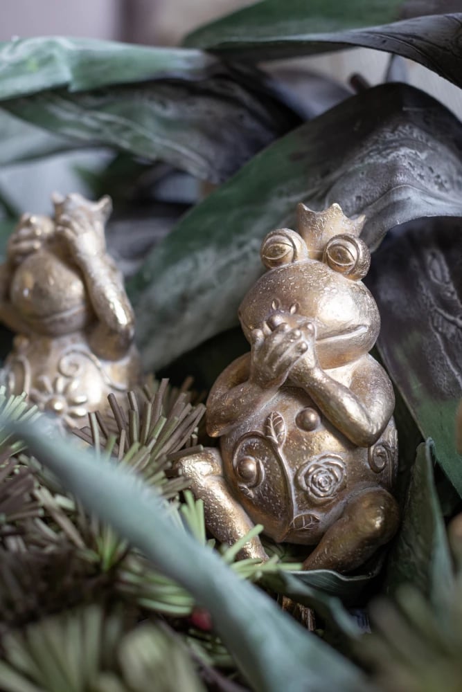 Figurinë bretkose dekorative, ngjyrë ari, 11x10x23cm