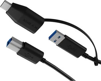 Kabllo USB 3.2 ICY BOX IB-CB032, 1m, USB-B në USB-A me adapter USB-C, e zezë