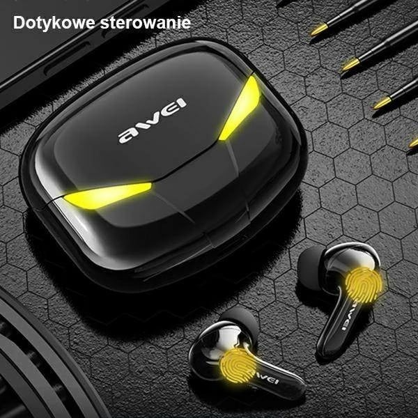 Kufje wireless AWEI T35 TWS me stacion karikimi, Bluetooth 5.0, për gaming, të zeza