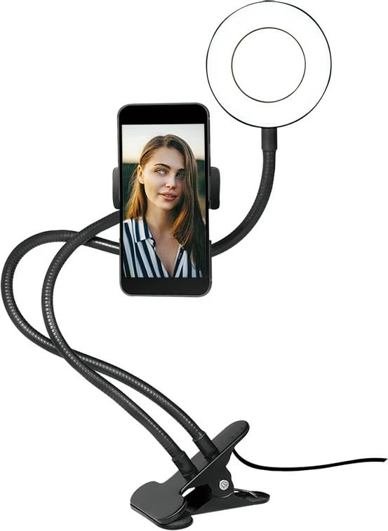 Dritë LED me mbajtëse celulari LogiLink AA0150, 7 inch, USB, e zezë