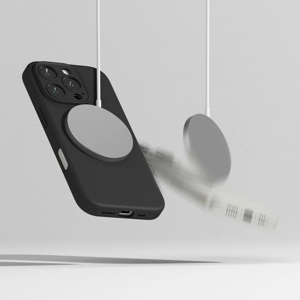 Mbështjellës Ringke Silicone MagSafe për iPhone 16 Pro, i zi