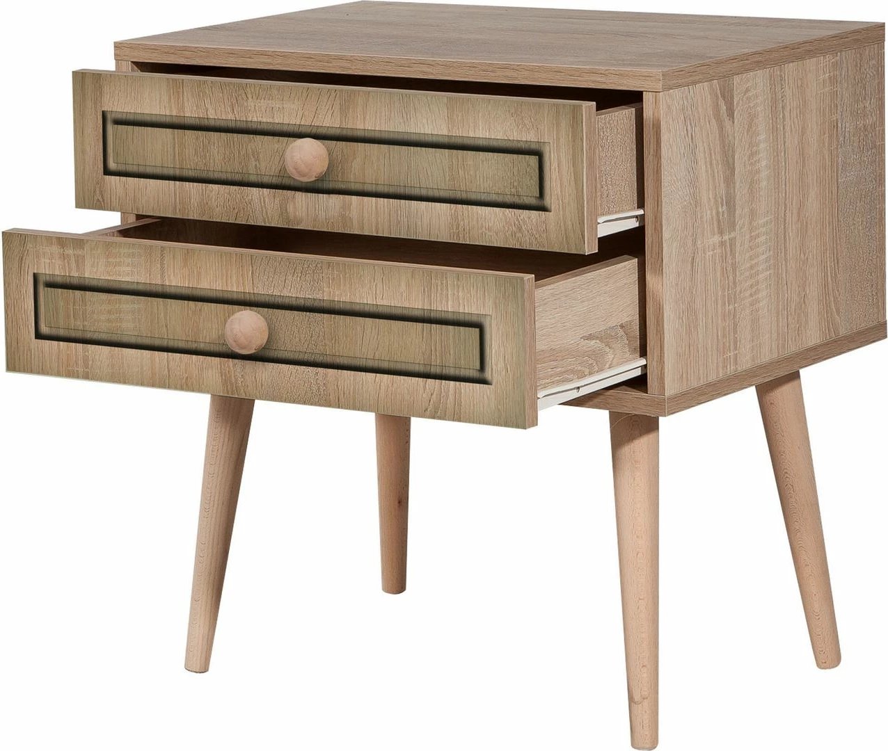 Komodinë nate Skye Decor, dy sirtarë, sonoma oak, 60x61x40cm