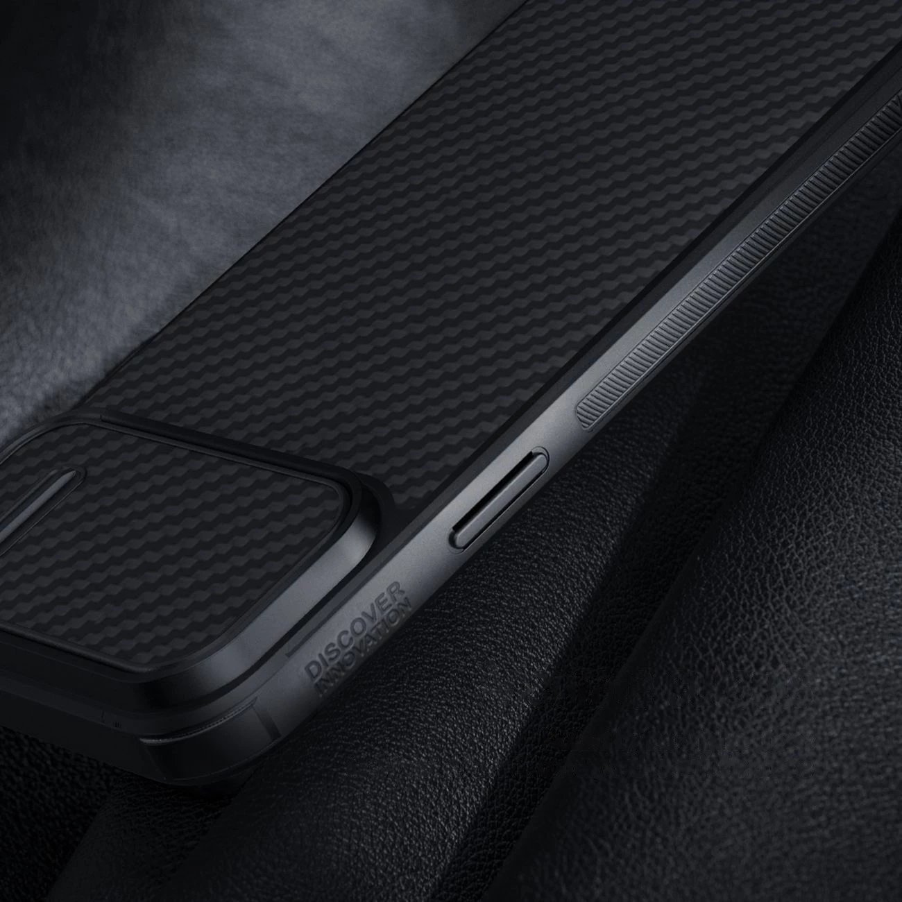 Mbështjellës Nillkin Synthetic Fiber S Case për iPhone 14 Pro, me kapak kamere, i zi