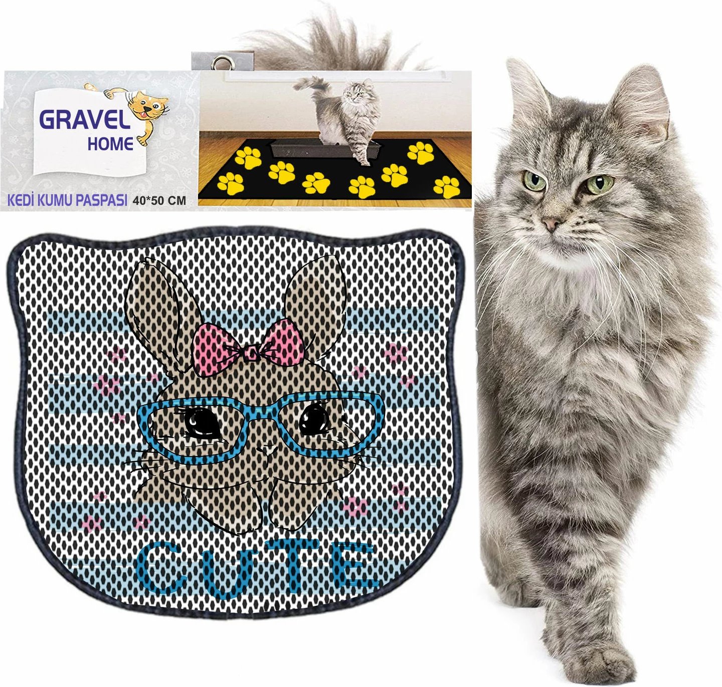 Tapet për rërë mace, shumëngjyrësh, Paws & Whiskers, Kdkafa0207, 40x50cm